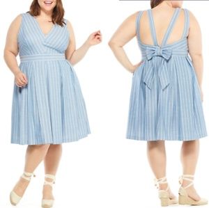 Gal Meets Glam Samantha Slub Stripe Fit & Flare
